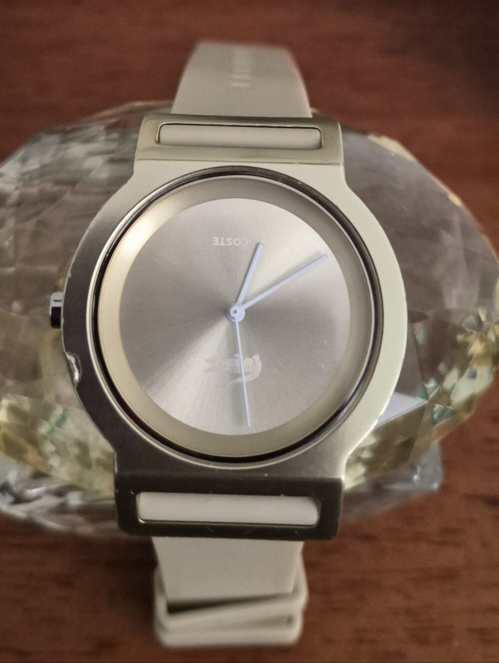 Lacoste Silver Watch with Cream Silicone Strap - Picture 3 of 4
